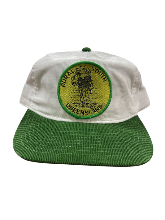 Parliament Queensland Vintage Patch - Cord 2 Tone Hat (Rural Youth QLD) Green/White