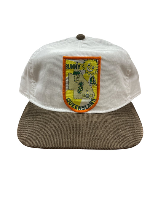 Parliament Queensland Vintage Patch - Cord 2 Tone Hat (Sunny Queensland) Walnut/White
