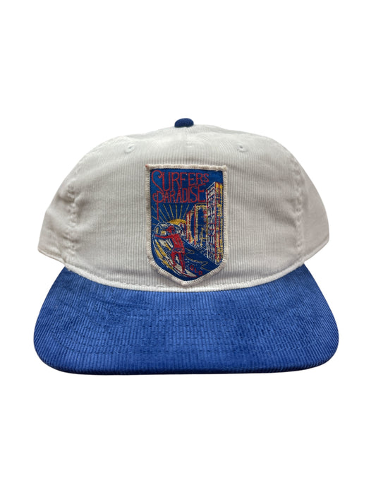 Parliament Queensland Vintage Patch - Cord 2 Tone Hat (Surfers Paradise) Blue/White