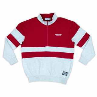 Parliament - Block 1/4 Zip Sweatshirt Cardinal Red / Heather Grey