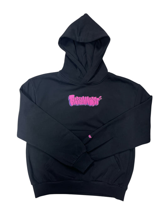 Parliament - Pink Throwie on Black Box Hooded Jumper