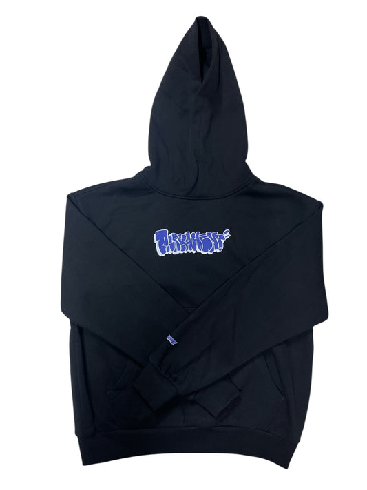 Parliament - Blue Throwie on Black Box Hooded Jumper