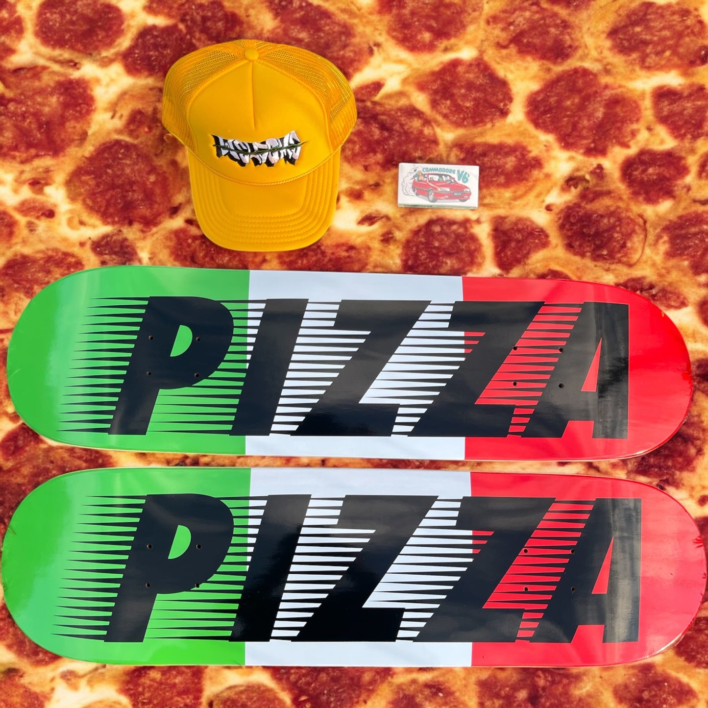 Sale Deal - 8.5" Pizza Movement White decks, Welcome Hat & V6 Bearings!