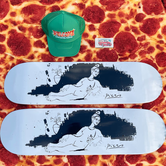 Sale Deal - 8.5" Pizza Picasso decks, Welcome Hat & V6 Bearings!