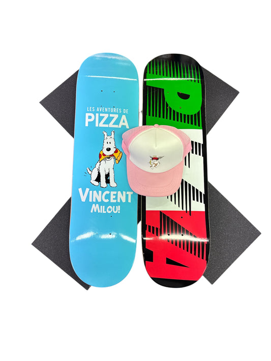 Sale Deal - 8.375" Pizza Logo decks, 2x Sheets Free Grip & Parliament Cap