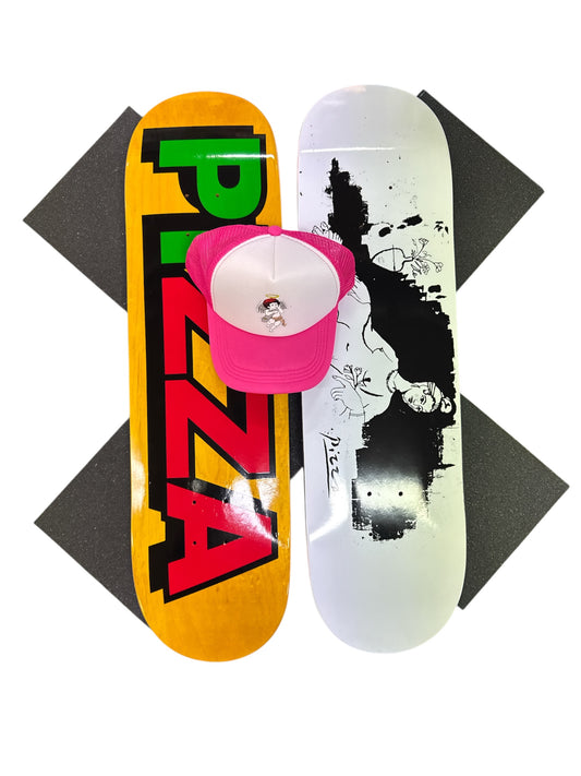 Sale Deal - 8.5" Pizza Logo decks, 2x Sheets Free Grip & Parliament Cap