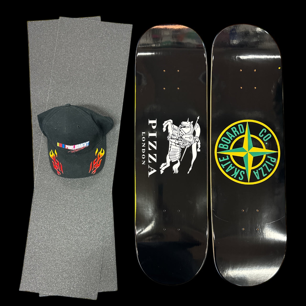 Sale Deal - 8.5" 2x Pizza deck, 2x Sheets Free Grip & Parliament Cap
