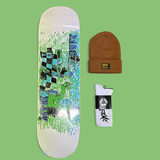 Sale Deal - 8.5" Polar Skate Co deck, 5Boro Beanie & Welcome Socks