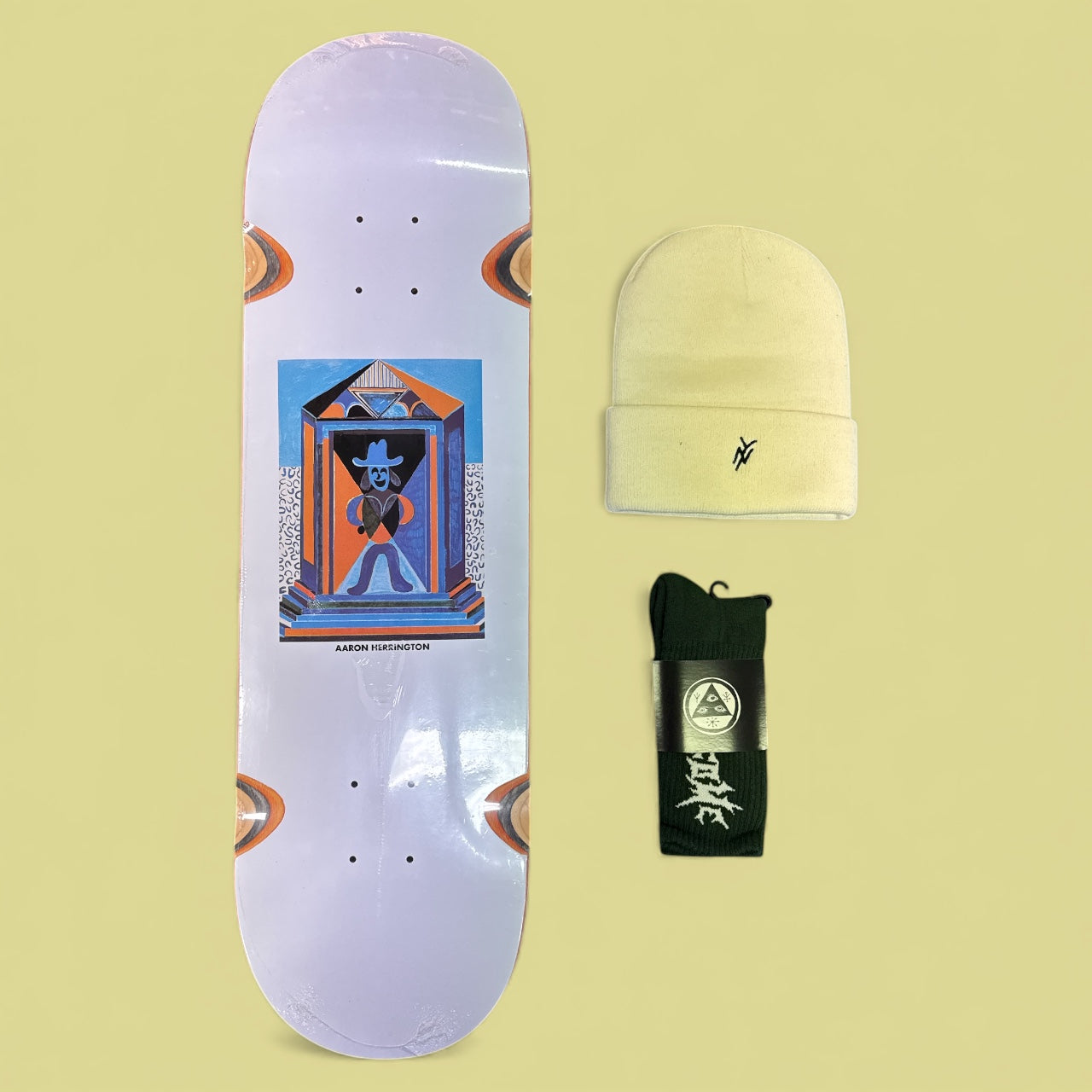 Sale Deal - 8.625" Polar Skate Co deck, 5Boro Beanie & Welcome Socks