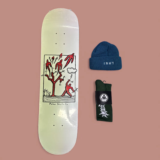 Sale Deal - 7.875" Polar Skate Co deck, 5Boro Beanie & Welcome Socks