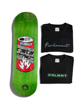 Parliament - 1x Black Label 9.0" deck & 2x Parliament T-Shirts Bundle