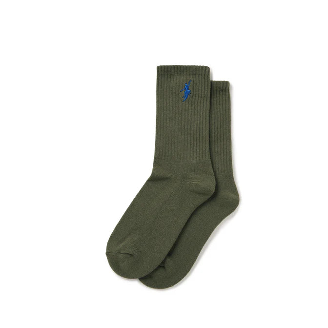 Polar Skate Co. - Rib Socks No Comply - Dusty Olive/Blue