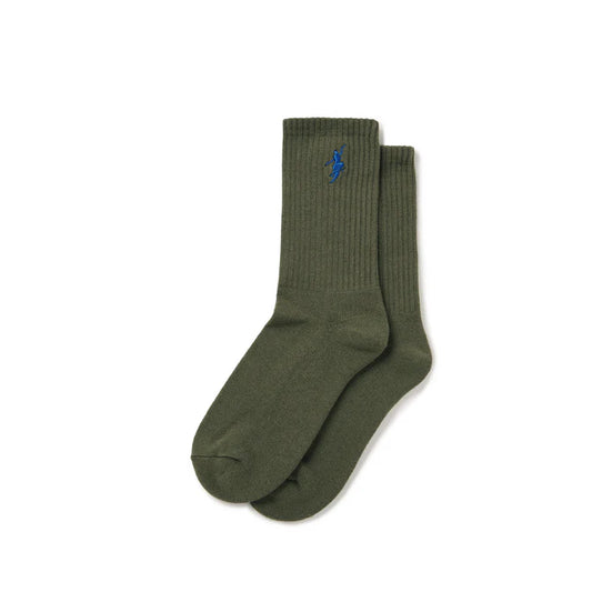 Polar Skate Co. - Rib Socks No Comply - Dusty Olive/Blue