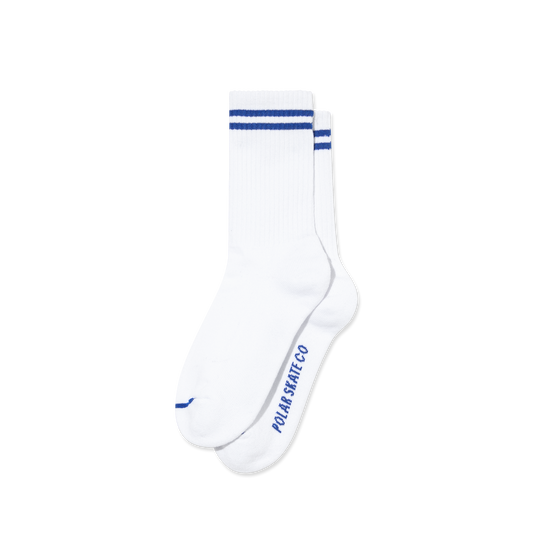 Polar Skate Co. - Rib Socks | 2 Stripes - White / Blue