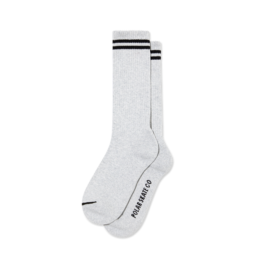Polar Skate Co. - Rib Socks | 2 Stripes - Heather Grey / Green