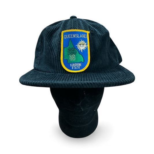 Parliament Queensland Vintage Patch - Cord Hat (Queensland Sunshine State Yellow Trim / Blue)