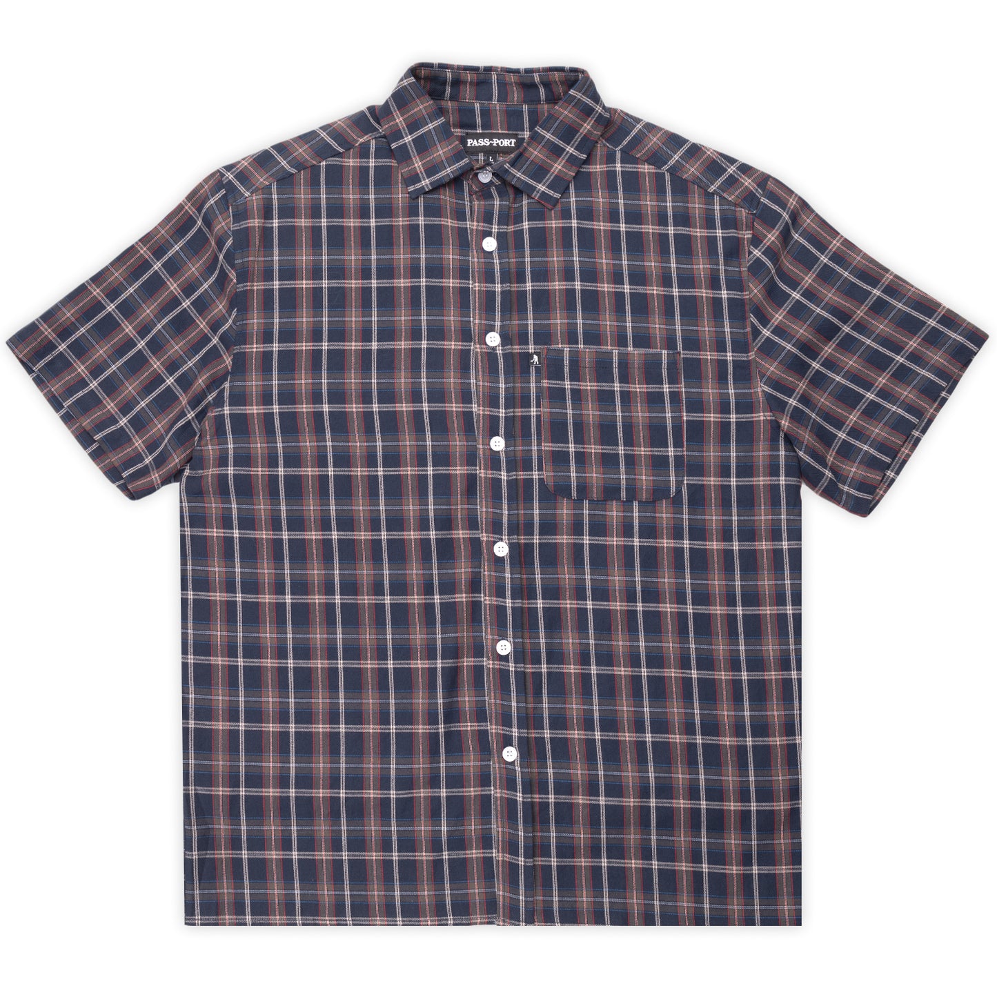 Pass~Port - Workers Check Shirt Short Sleeve - Navy
