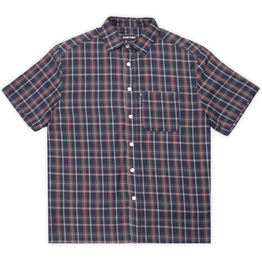 Pass~Port - Workers Check Shirt Short Sleeve - Navy