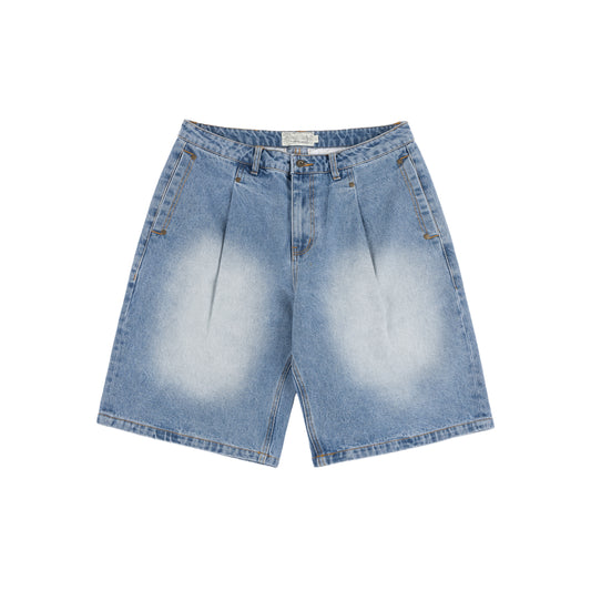 Dime - Pleated Denim Shorts  - Blye Wash