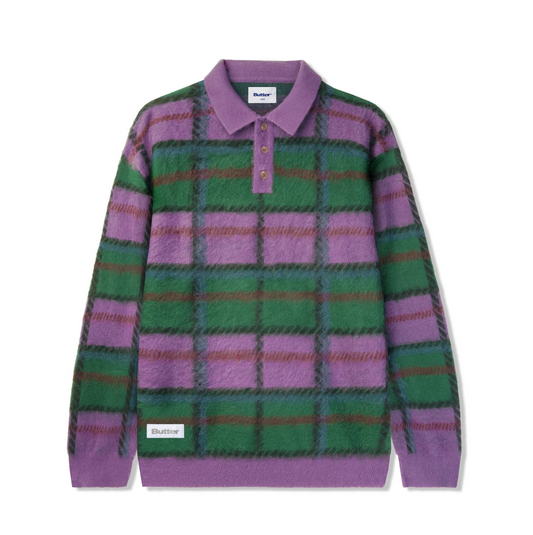 Butter Goods - Ivy Button Up Knit Sweater - Sage/Eggplant
