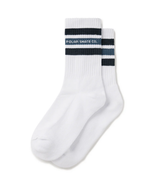 Polar Skate Co. - Fat Stripe Socks - White / Blue