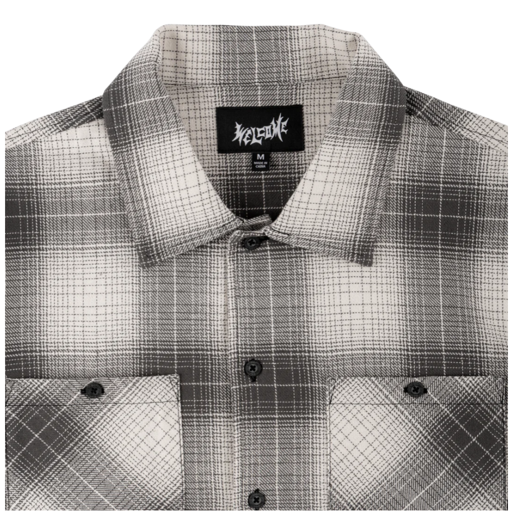 WELCOME - FANG WOVEN PLAID SHIRT - BLACK