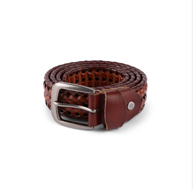 Dime - Braided Leather Belt - Caramel Brown