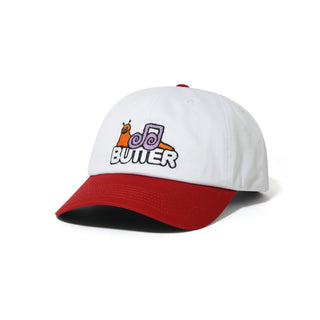 Butter Goods - Snail 6 Panel Cap - White / Cardinal