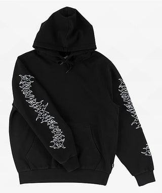 Welcome - Barb Sleeve Embroided Hoodie Black