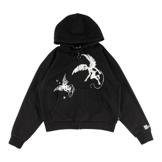 Welcome - Duality Cropped Zip Hood Black