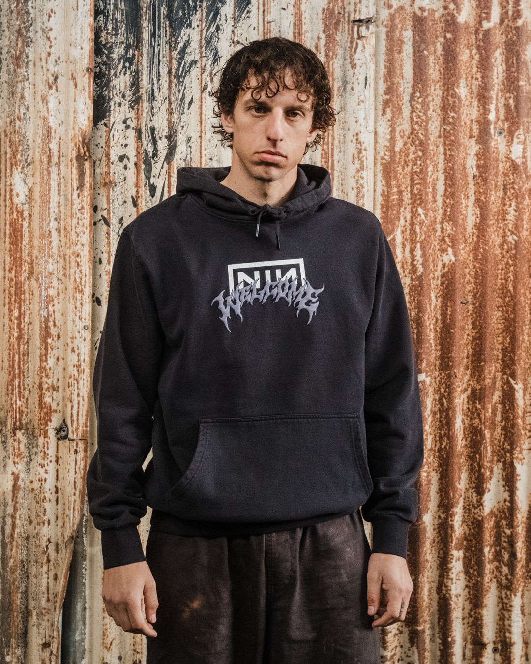 WELCOME X NINE INCH NAILS - ERASER PIGMENT-DYED PUFF PRINT HOODIE