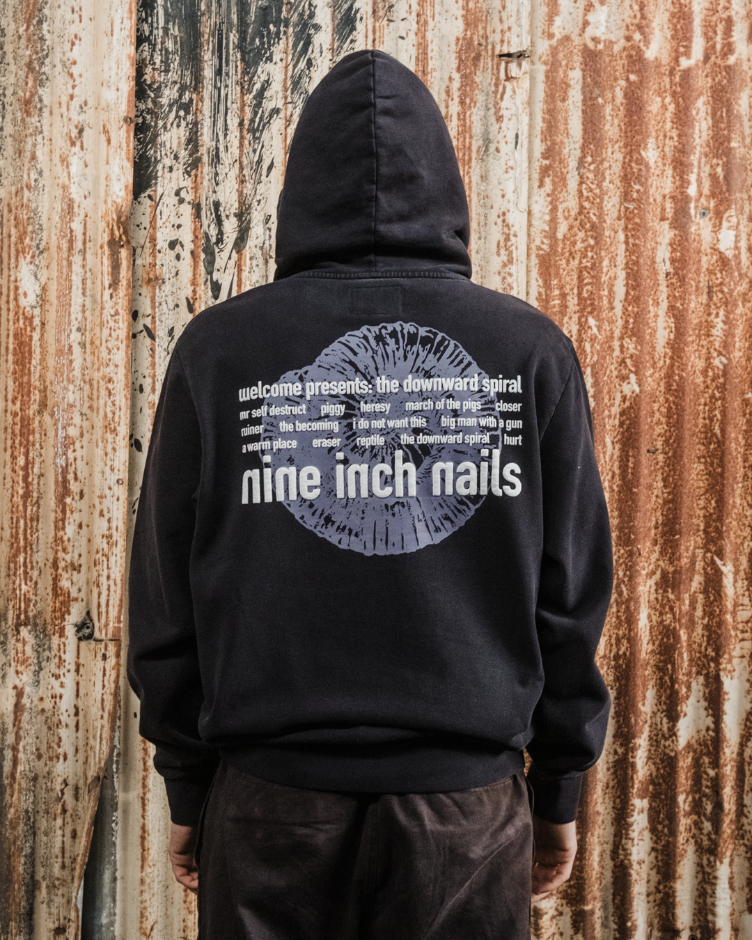 WELCOME X NINE INCH NAILS - ERASER PIGMENT-DYED PUFF PRINT HOODIE