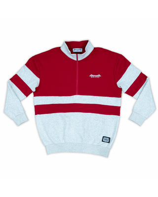 Parliament - Block 1/4 Zip Sweatshirt Cardinal Red / Heather Grey