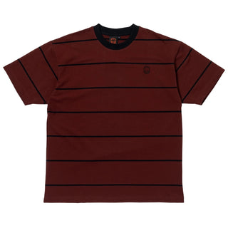 Spitfire - Bighead Embroidery Stripe T-Shirt Burgundy/Black
