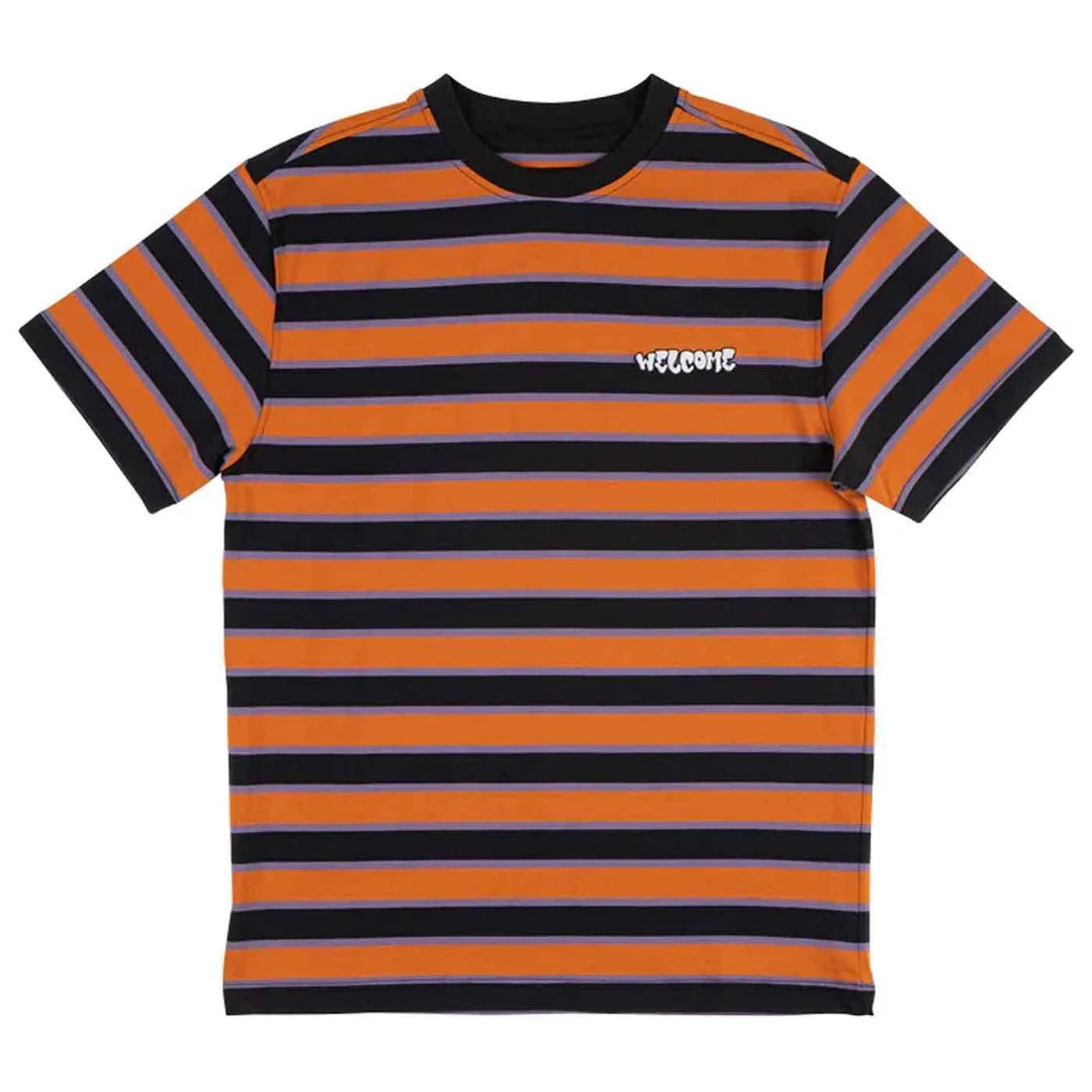 Welcome Skateboards - Cooper Stripe T-Shirt - Black Purple Rust