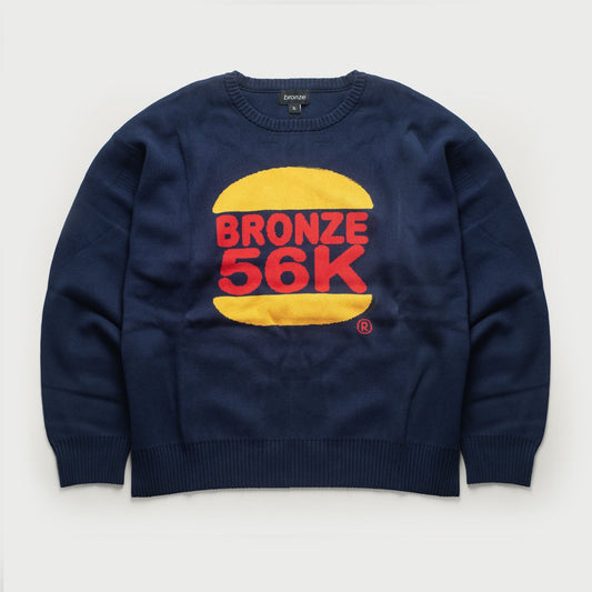 Bronze 56K - Burger Sweater (Navy) - Parliamentskateshop