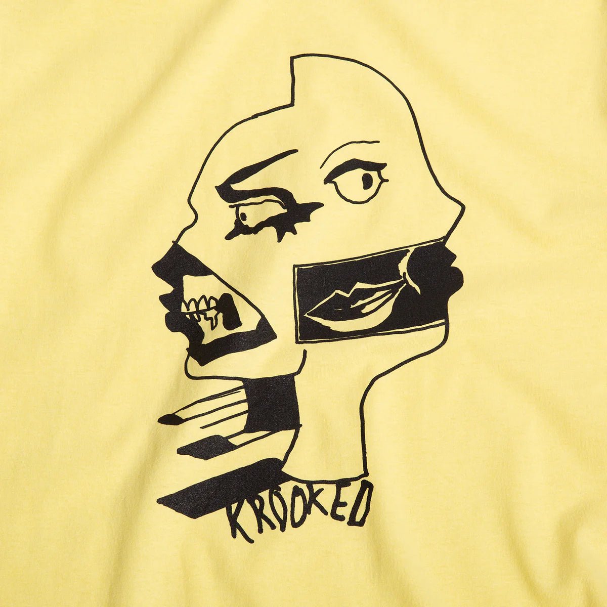 Krooked - Two Face T-Shirt (Corn Silk) - Parliamentskateshop