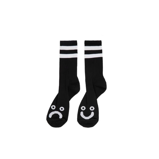 Polar Skate Co. - Rib Socks Happy Sad - Black/White - Parliamentskateshop