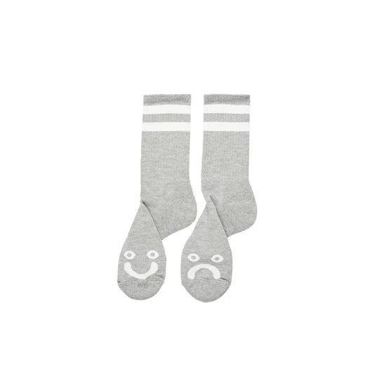Polar Skate Co. - Rib Socks Happy Sad - Heather Grey - Parliamentskateshop