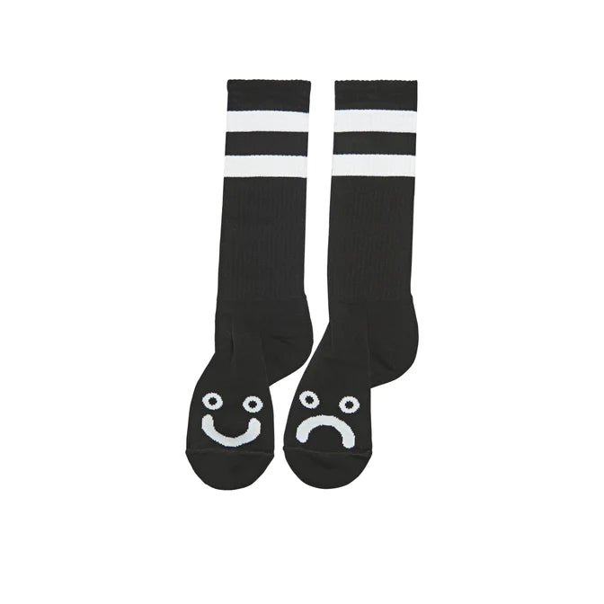 Polar Skate Co. - Rib Socks - Long - Happy Sad - Black/White - Parliamentskateshop