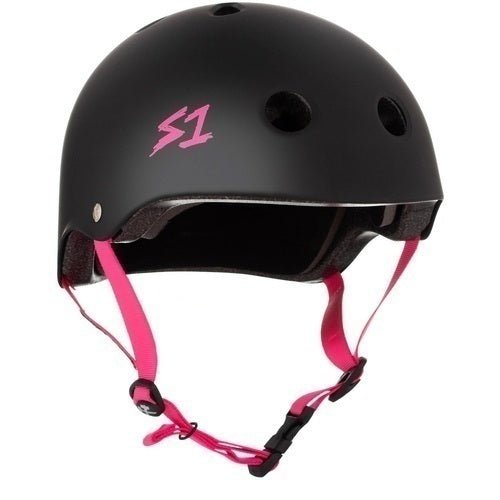 S-One Lifer Helmet - Black Matte/Pink Straps - Parliamentskateshop